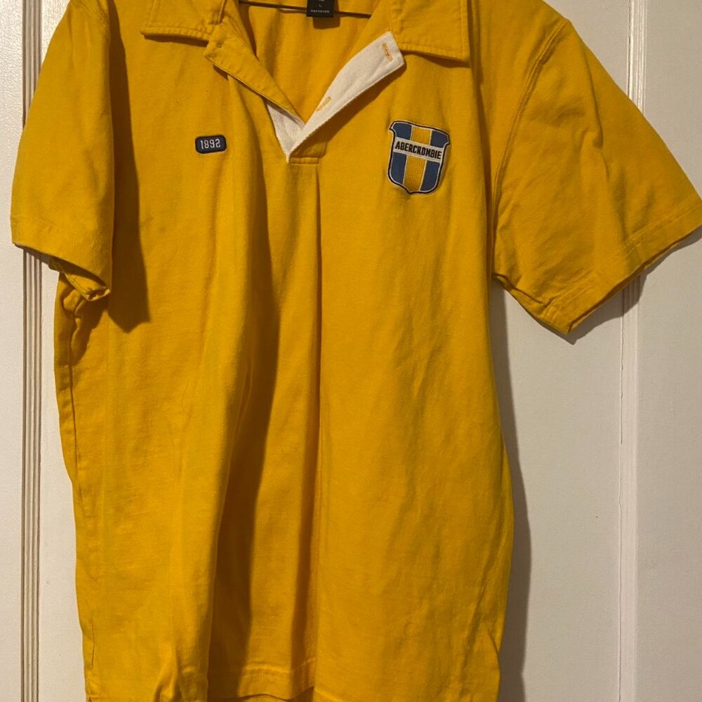 Abercrombie & Fitch Men's Large Yellow Rugby Polo-Shirt - Picture 3 of 3